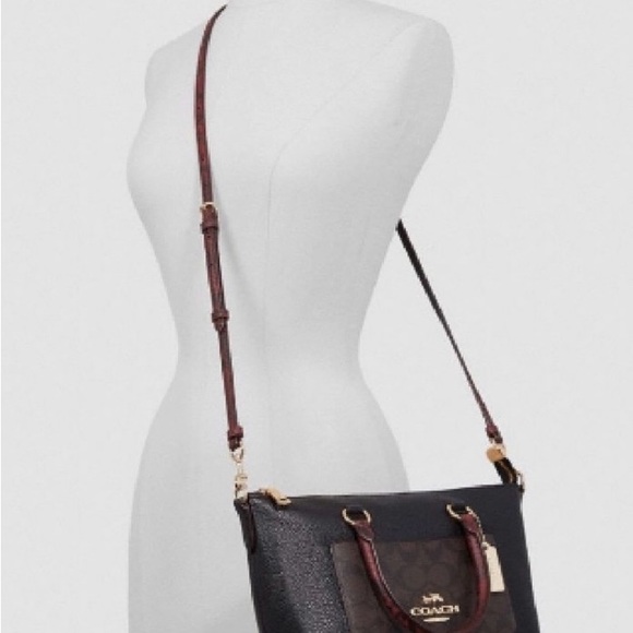 Coach Emma Black and Brown Satchel Bag with Cross body strap - Picture 5 of 14
